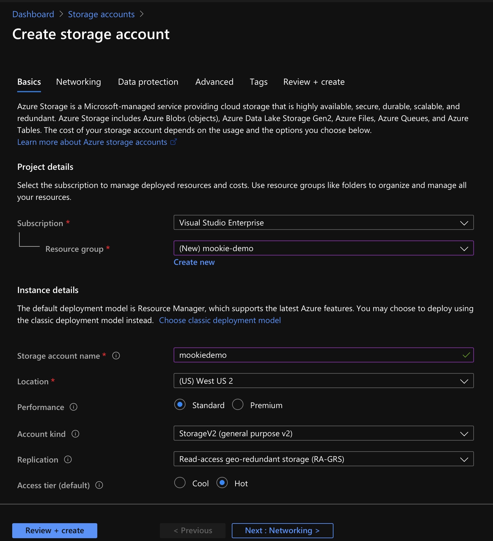 Create Storage Account