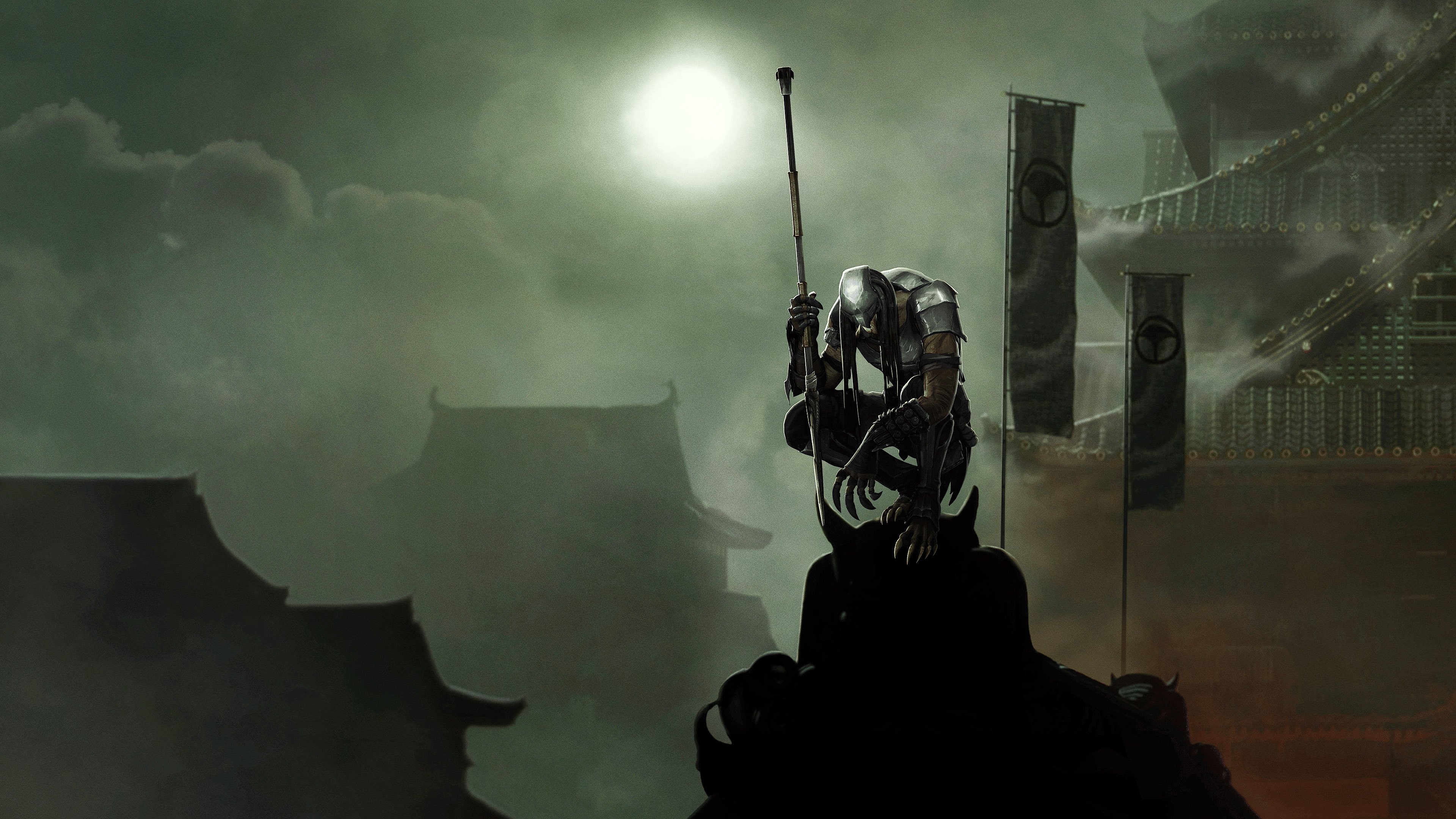 A Predator on top of an old building